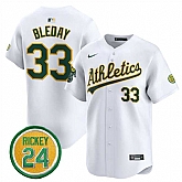 Men's Oakland Athletics #33 JJ Bleday White 2024 Home Limited With Rickey Henderson Patch Stitched Jersey Dzhi,baseball caps,new era cap wholesale,wholesale hats